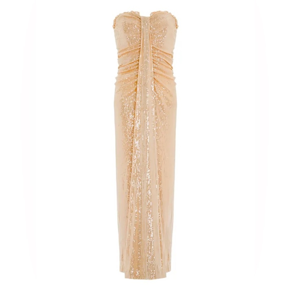 Needle & Thread Amora Strapless Ankle Gown | Gold | US 4